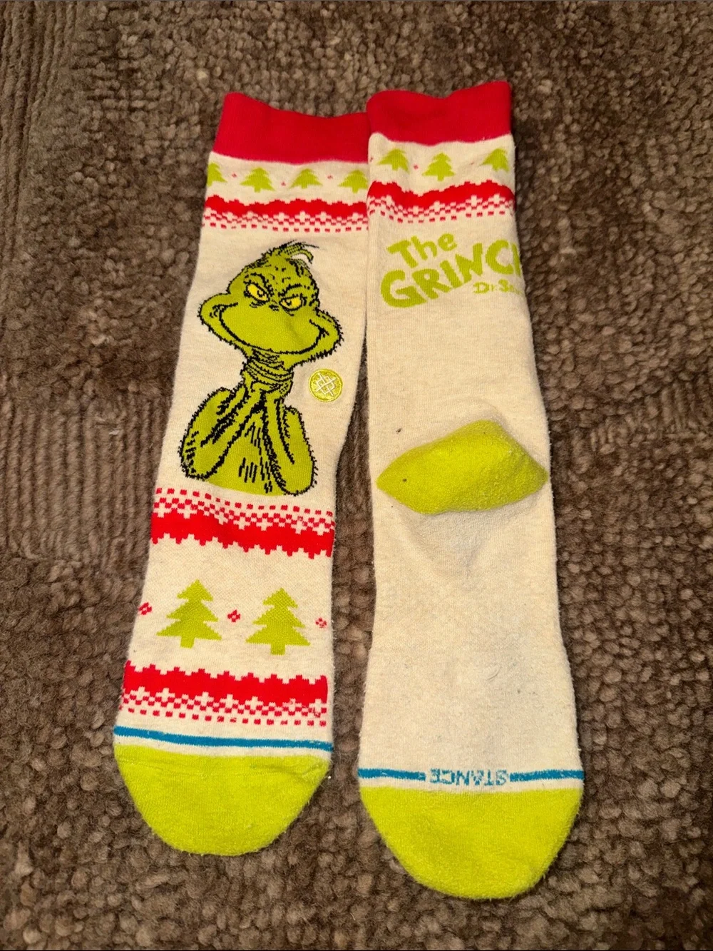 Grinch Men's Holiday Crew Socks - Green & Red